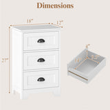 3 Drawers End Storage Wood Side Nightstand-Black
