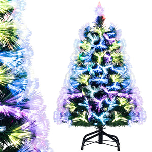 3 Feet Fiber Optic Christmas Tree with Branch Tips and Topper Star