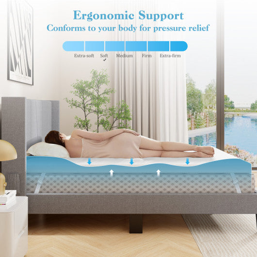 3 Inch Gel-Infused Memory Foam Mattress Topper with Removable Cover-Twin Size