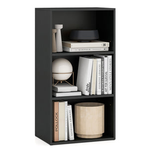 3 Open Shelf Bookcase Modern Storage Display Cabinet-Black