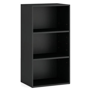 3 Open Shelf Bookcase Modern Storage Display Cabinet-Black