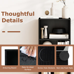 3 Open Shelf Bookcase Modern Storage Display Cabinet-Black
