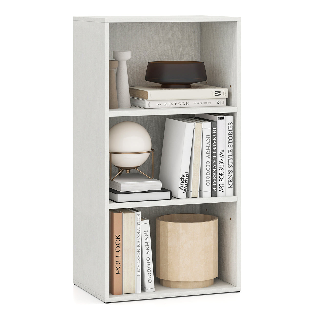 3 Open Shelf Bookcase Modern Storage Display Cabinet-Black