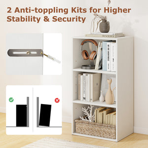 3 Open Shelf Bookcase Modern Storage Display Cabinet-White