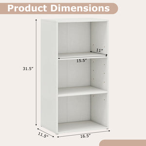 3 Open Shelf Bookcase Modern Storage Display Cabinet-Black