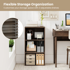 3 Open Shelf Bookcase Modern Storage Display Cabinet-Walnut