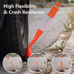 3 Pack Traffic Delineator Posts with Fillable Base for Parking Lots and Construction