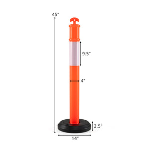 3 Pack Traffic Delineator Posts with Fillable Base for Parking Lots and Construction
