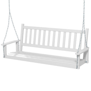 3-Person Wooden Outdoor Porch Swing with 800 lbs Weight Capacity-White