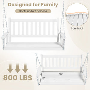 3-Person Wooden Outdoor Porch Swing with 800 lbs Weight Capacity-White