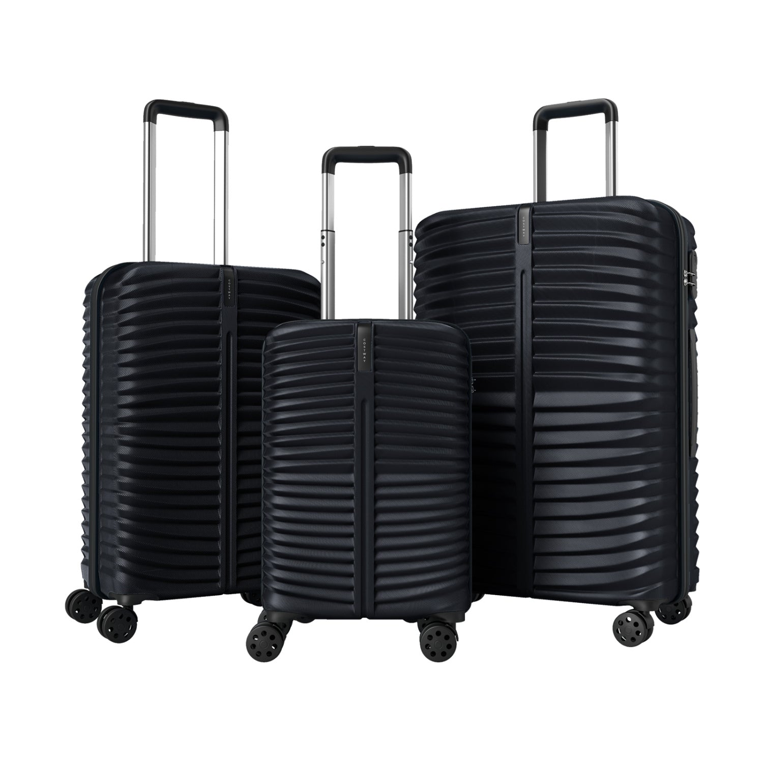 3-Piece 20/24/28 Inch Lightweight Hardside Luggage Set with 8-Spinner Wheels-Black