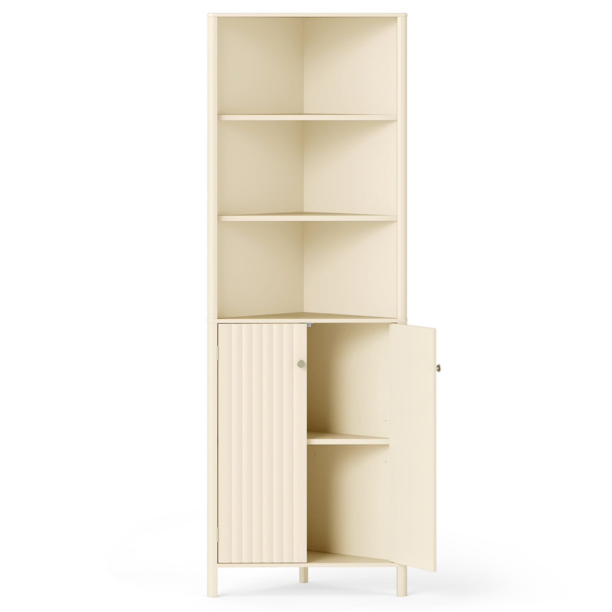 3-Piece Bathroom Cabinet Set with Fluted Doors  Over Toilet  Corner & Wall Cabinet