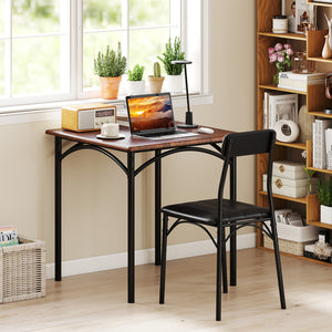 3-Piece Dining Table Set Square Kitchen Table and 2 Chairs for Dining Room-Rustic Brown
