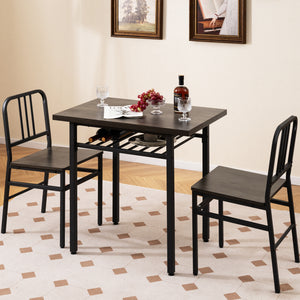 3-Piece Dining Table Set with Rectangular Kitchen Table and 2 Chairs-Gray