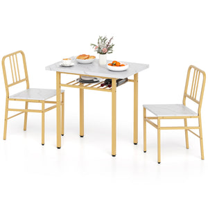 3-Piece Dining Table Set with Rectangular Kitchen Table and 2 Chairs-White