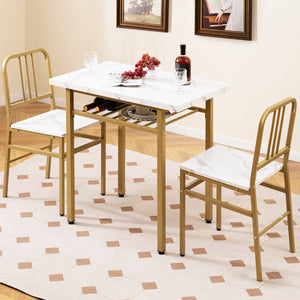 3-Piece Dining Table Set with Rectangular Kitchen Table and 2 Chairs-White