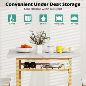 3-Piece Dining Table Set with Rectangular Kitchen Table and 2 Chairs-White
