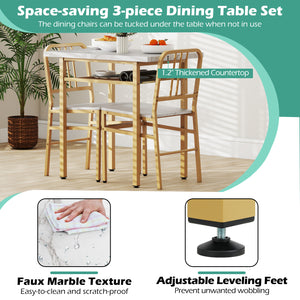 3-Piece Dining Table Set with Rectangular Kitchen Table and 2 Chairs-White
