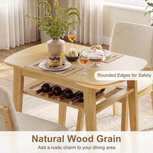 3-Piece Dining Table Set for 2 with Upholstered Chairs-Natural