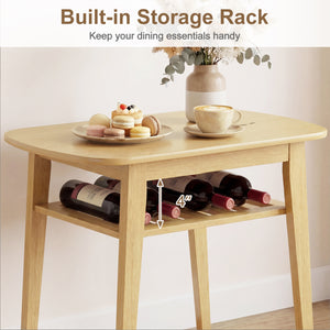 3-Piece Dining Table Set for 2 with Upholstered Chairs-Natural