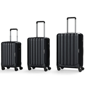 3-Piece Hardside Luggage Set (20/24/28 Inch) Lightweight with 3-Digital Lock-Black