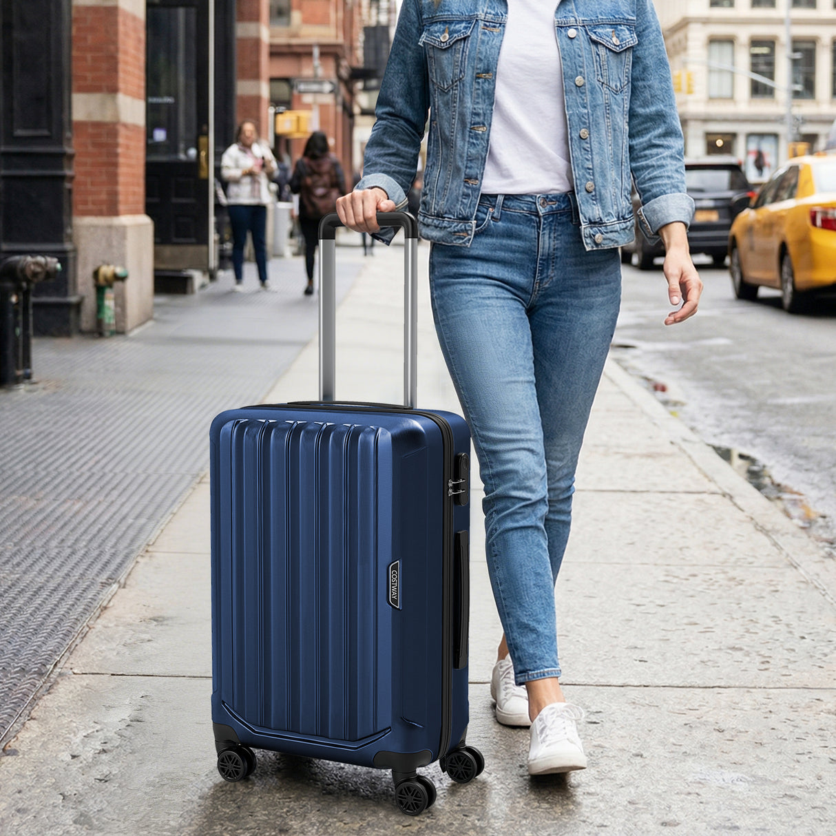 3-Piece Hardside Luggage Set (20/24/28 Inch) Lightweight with 3-Digital Lock-Navy