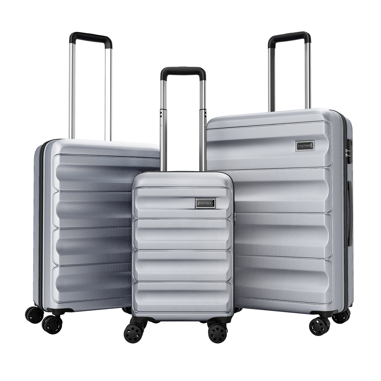 3-Piece Hardside Luggage Set 20/24/28 Inch Lightweight Hardside Suitcases-Gray