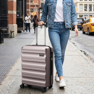 3-Piece Hardside Luggage Set 20/24/28 Inch Lightweight Hardside Suitcases-Pink