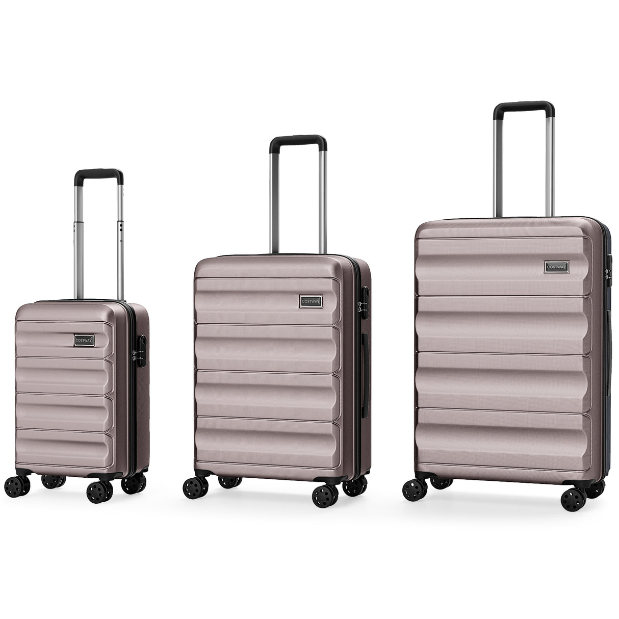 3-Piece Hardside Luggage Set 20/24/28 Inch Lightweight Hardside Suitcases-Pink