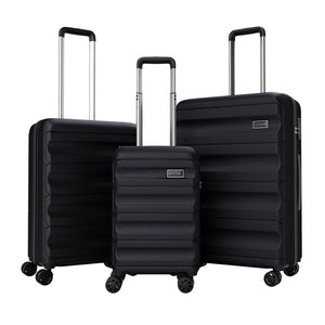 3-Piece Hardside Luggage Set 20/24/28 Inch Lightweight Hardside Suitcases-Black