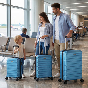 3-Piece Hardside Luggage Set Lightweight Hardside Suitcases with 8-Spinner Wheels-Blue