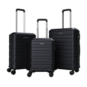 3-Piece Hardside Luggage Set Lightweight Hardside Suitcases with 8-Spinner Wheels-Black