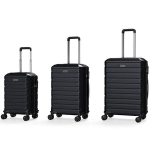 3-Piece Hardside Luggage Set Lightweight Hardside Suitcases with 8-Spinner Wheels-Black