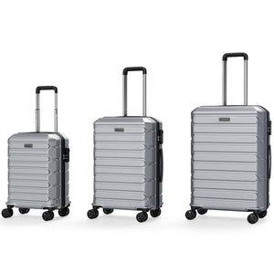 3-Piece Hardside Luggage Set Lightweight Hardside Suitcases with 8-Spinner Wheels-Grey
