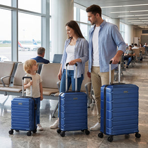 3-Piece Hardside Luggage Set Lightweight Hardside Suitcases with 8-Spinner Wheels-Navy
