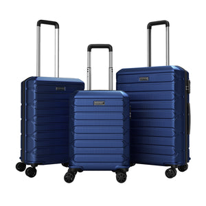 3-Piece Hardside Luggage Set Lightweight Hardside Suitcases with 8-Spinner Wheels-Navy