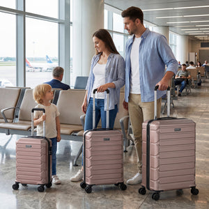 3-Piece Hardside Luggage Set Lightweight Hardside Suitcases with 8-Spinner Wheels-Pink