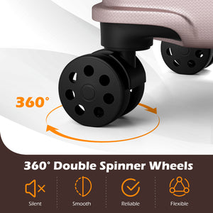 3-Piece Hardside Luggage Set Lightweight Hardside Suitcases with 8-Spinner Wheels-Pink