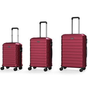3-Piece Hardside Luggage Set Lightweight Hardside Suitcases with 8-Spinner Wheels-Red
