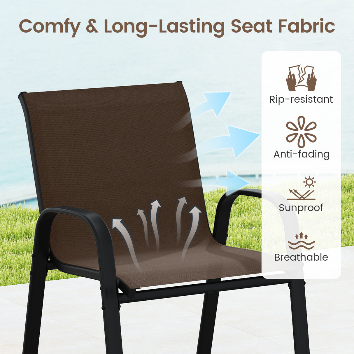 3 Piece Outdoor Bar Set with Footrest and 2-Tier Shelf-Coffee