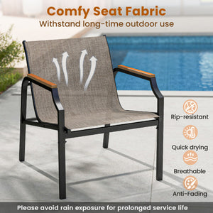 3 Piece Patio Swivel Rocker Set with Tempered Glass Side Table and Thick Cushions-Brown