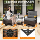 25 Inch Bar Stools Set of 2 with Upholstered Backrest and 360° Rotation Seat-Black