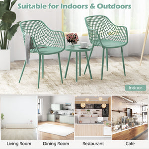 3 Piece Patio Chair Set with PP Seat and Tabletop for Porch-Green