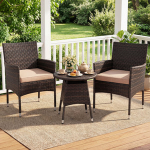 3 Piece Patio Furniture Set Outside Bistro Set for Porch-Beige