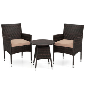 3 Piece Patio Furniture Set Outside Bistro Set for Porch-Beige