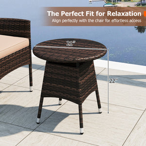 3 Piece Patio Furniture Set Outside Bistro Set for Porch-Beige