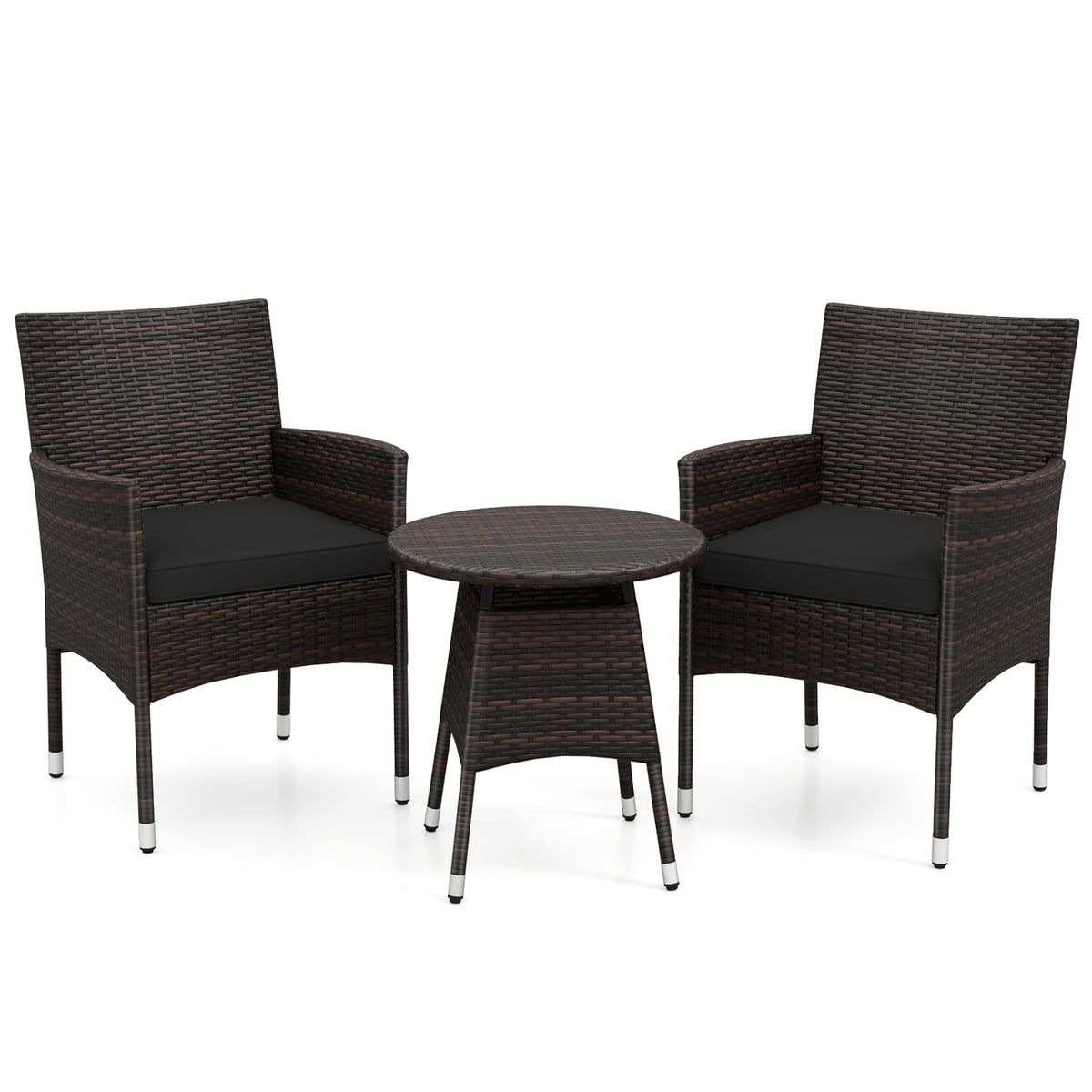 3 Piece Patio Furniture Set Outside Bistro Set for Porch-Black