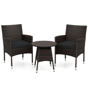 3 Piece Patio Furniture Set Outside Bistro Set for Porch-Black