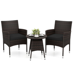 3 Piece Patio Furniture Set Outside Bistro Set for Porch-Black