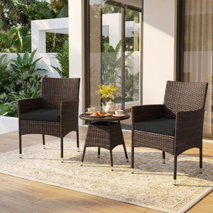 3 Piece Patio Furniture Set Outside Bistro Set for Porch-Black